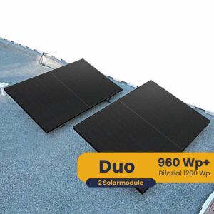 Balkonkraftwerke24 Duo Flachdach Komplettpaket (960Wp+) Bifazial