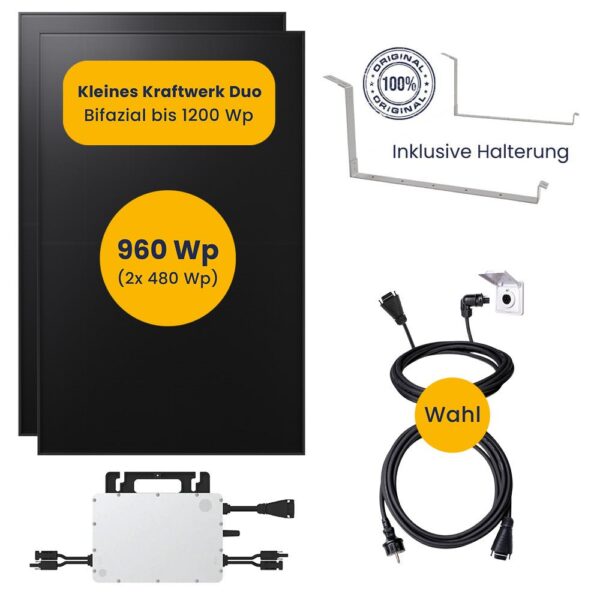 Balkonkraftwerke24 Duo Garten Komplettpaket (960Wp+) Bifazial Bild 2