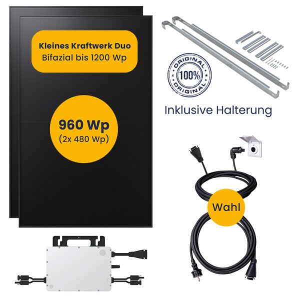 Balkonkraftwerke24 Duo Gitterbalkon Komplettpaket (960Wp+) Bifazial Bild 2
