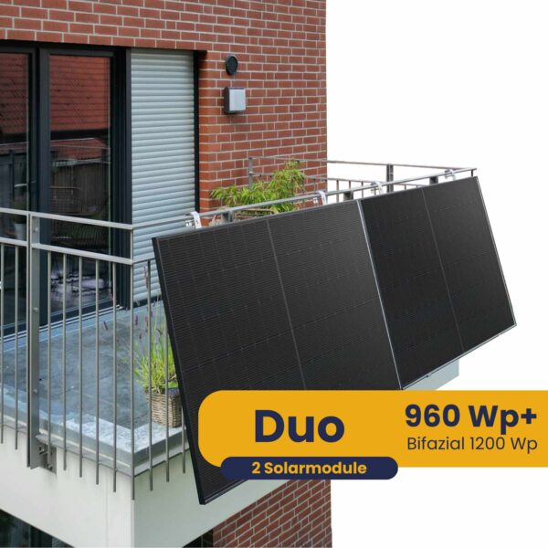 Balkonkraftwerke24 Duo Gitterbalkon Komplettpaket (960Wp+) Bifazial