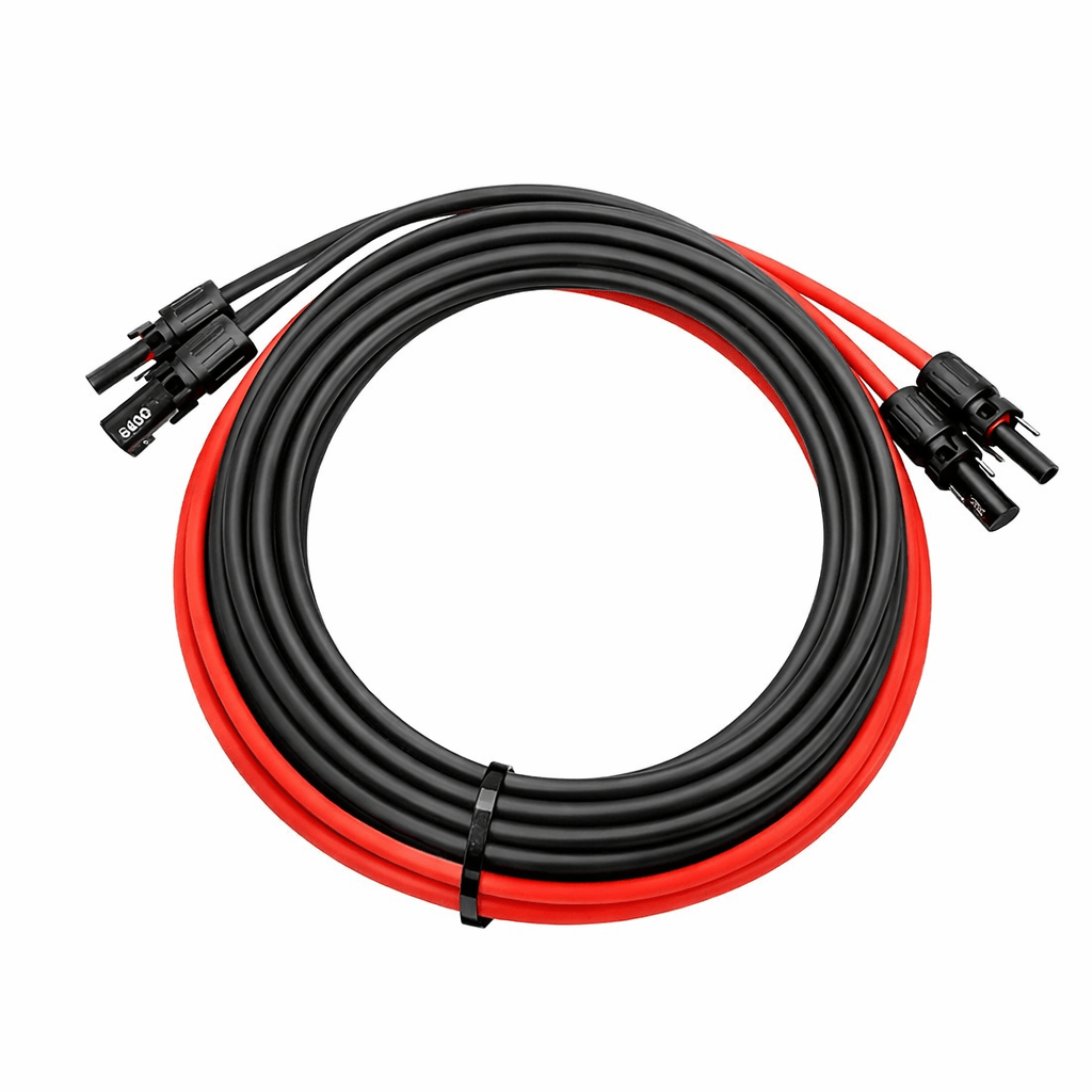 Solarkabel 5 Meter (Paar) 4mm² mit MC4 Solarstecker beidseitig montiert (rot/schwarz)
